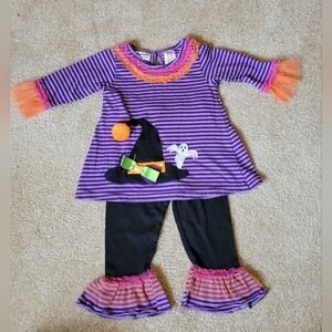 Toddler Girls Ghost & Witch Halloween Outfit Shirt & Leggings Set 24 month